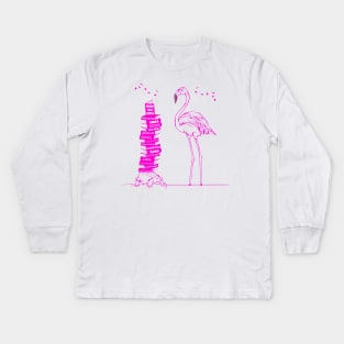 Flamingo Book Lover Kids Long Sleeve T-Shirt